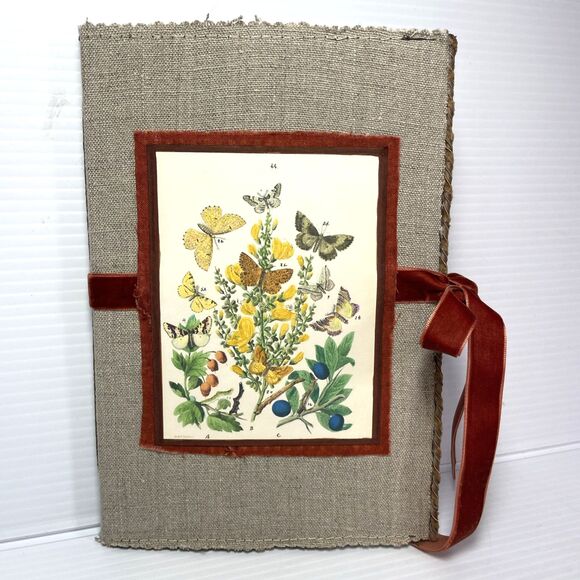 Handmade Other - Junk Journal  Folio Waterfall Pages Altered Paper Sampler Booklet Fabric Cover